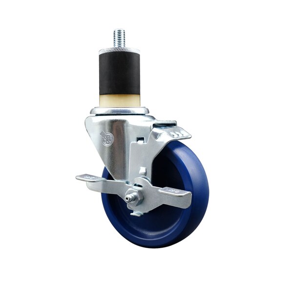 4'' SS Solid Poly Swivel 1-7/8'' Expanding Stem Caster with Brake